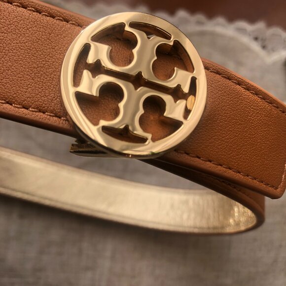 Tory Burch Gold + Camel Leather Belt - Picture 10 of 11